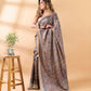 Beige and Red Matka Silk Saree
