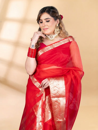 Red Banarasi Organza Saree