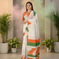 Ivory Green Mul Cotton Kantha Saree