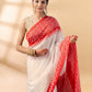 White and Red Chanderi Cotton Saree