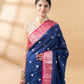 Blue and Pink Assam Silk Saree