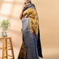 Mustard and Blue Semi-Silk Saree