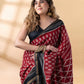 Maroon and Black Maheshwari Silk Saree