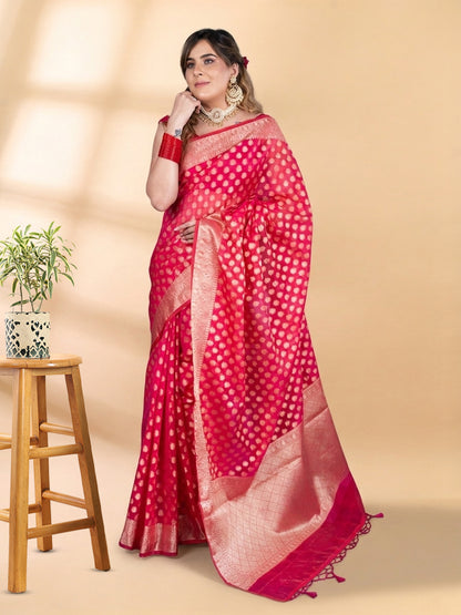 Pink Chanderi Silk Banarasi Saree