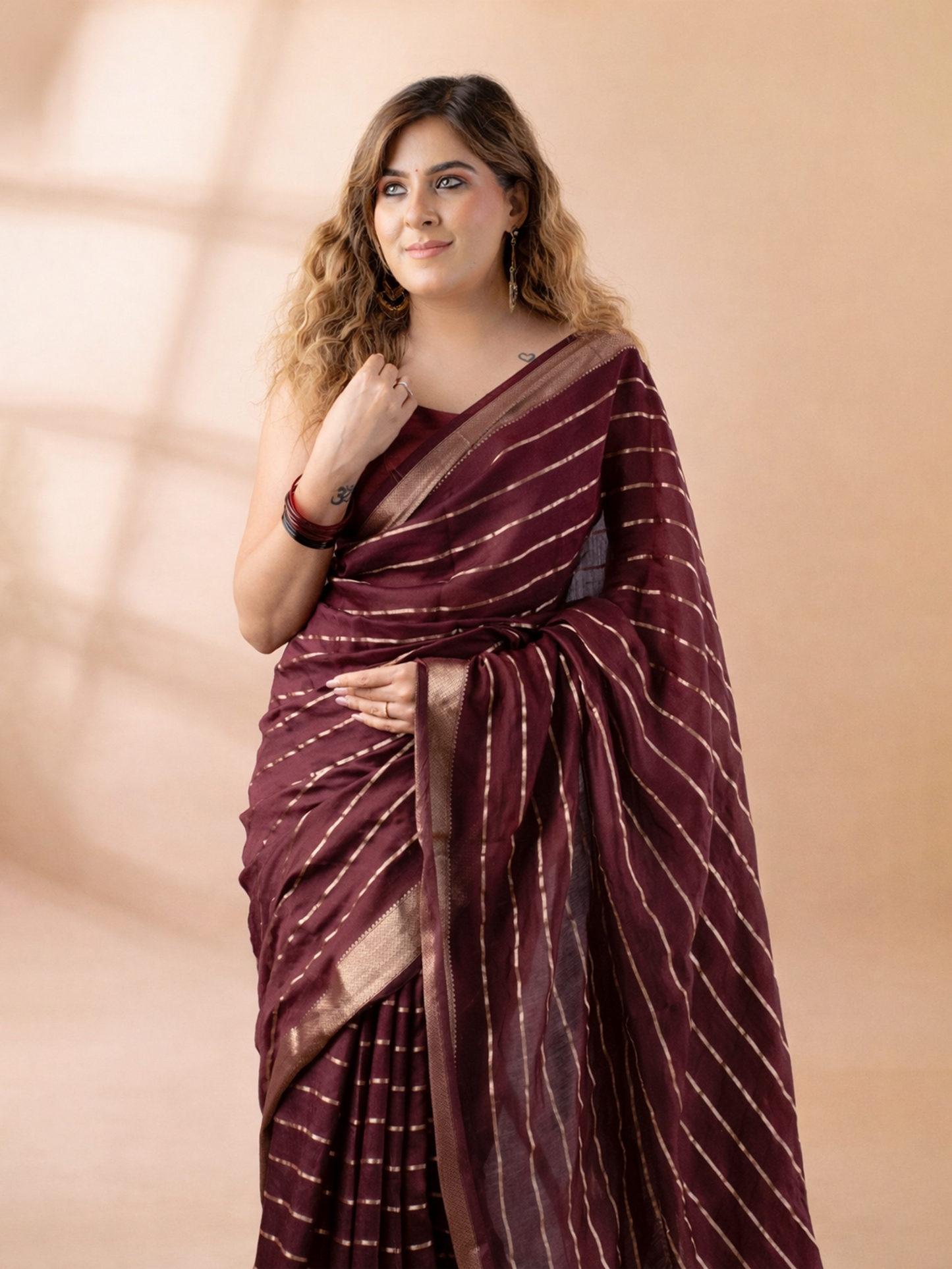 Wine Assam Silk Saree