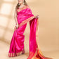 Pink Semi-Raw Silk Saree