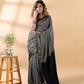 Black Block Print Assam Silk Saree