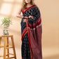 Black and Maroon Maheshwari Silk Saree