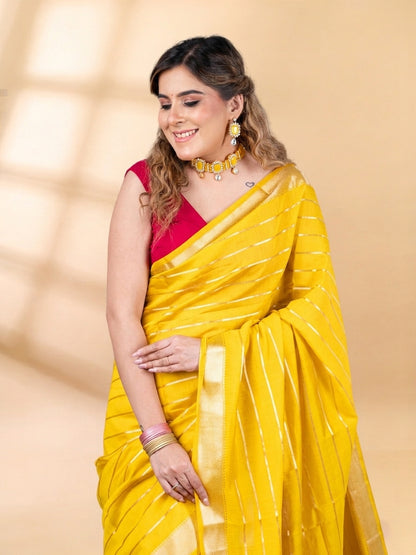 Sunflower Yellow Assam Silk Saree