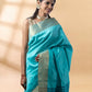Sky Blue Semi-Raw Silk Saree