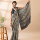 Black Block Print Assam Silk Saree