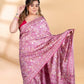 Onion Pink Semi-Crepe Printed Saree