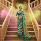 Green & Yellow Cotton Linen Printed Saree