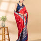 Red and Blue Assam Silk Saree