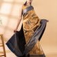 Mustard and Blue Semi-Silk Saree