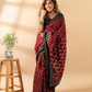 Maroon and Black Maheshwari Silk Saree