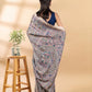 Beige & Blue Matka Silk Saree