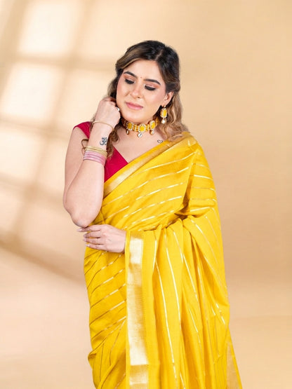 Sunflower Yellow Assam Silk Saree