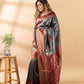 Grey and Maroon Semi-Silk Saree