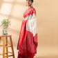White and Red Chanderi Cotton Saree