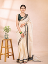 Beige and Black Chanderi Cotton Saree