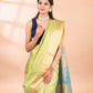 Mint Green Semi-Raw Silk Saree