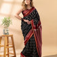 Black and Maroon Maheshwari Silk Saree