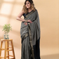 Black Block Print Assam Silk Saree