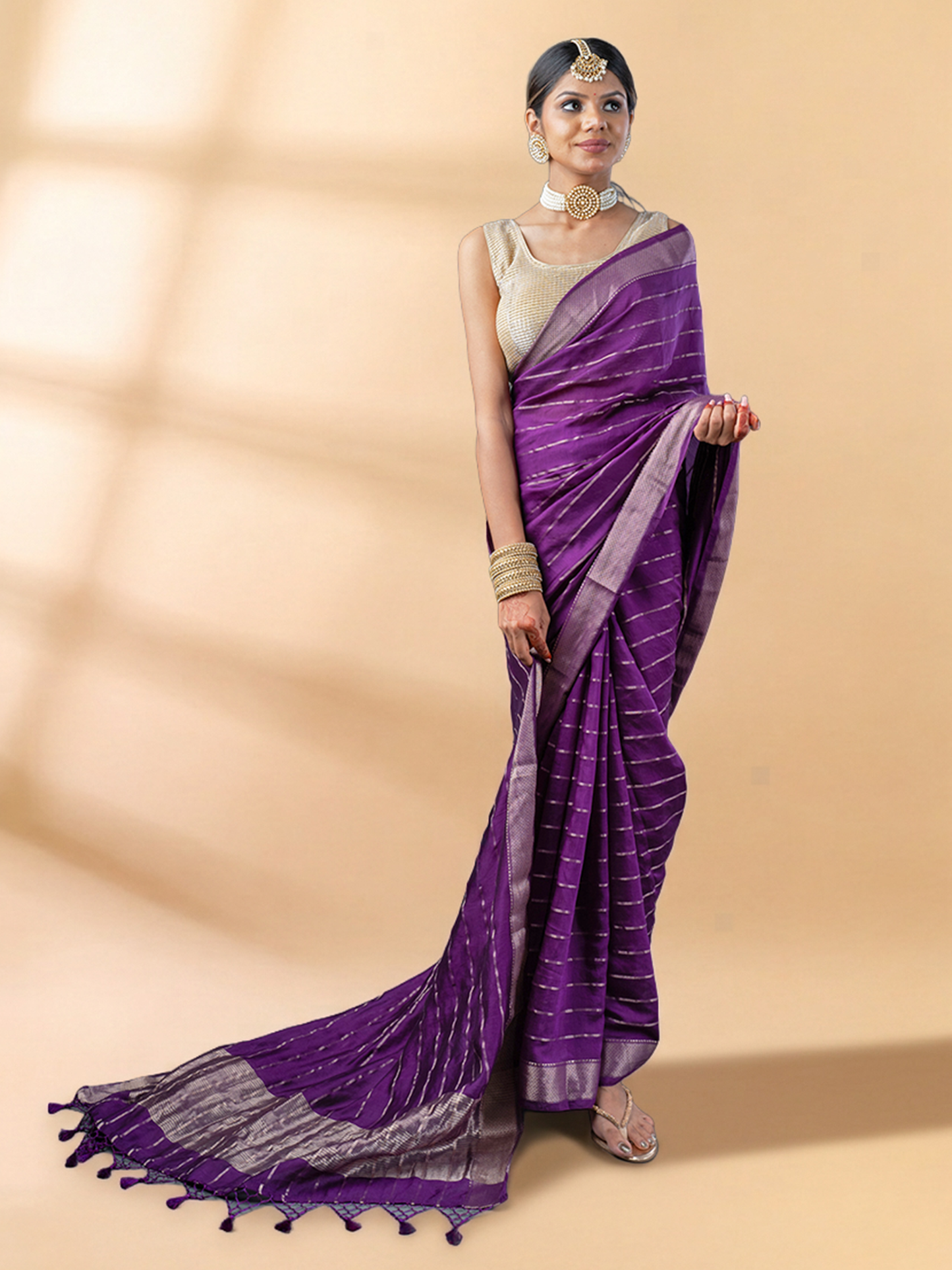Purple Assam Silk Saree