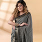 Black Block Print Assam Silk Saree