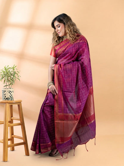 Regal Purple Chanderi Cotton Saree