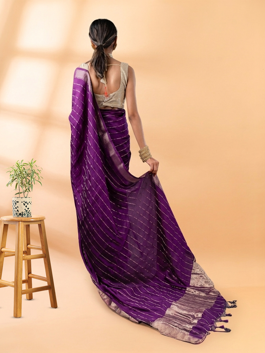 Purple Assam Silk Saree
