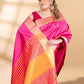 Pink Semi-Raw Silk Saree