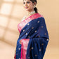 Blue and Pink Assam Silk Saree