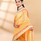 Saffron Yellow Chanderi Tissue Saree