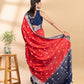 Red and Blue Assam Silk Saree