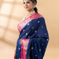 Blue and Pink Assam Silk Saree