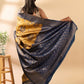 Mustard and Blue Semi-Silk Saree