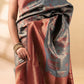Grey and Maroon Semi-Silk Saree