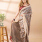Beige and Red Matka Silk Saree