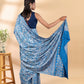 Blue Semi-Crepe Printed Saree