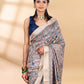 Beige & Blue Matka Silk Saree