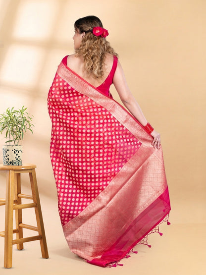 Pink Chanderi Silk Banarasi Saree