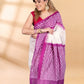 White and Purple Chanderi Cotton Saree