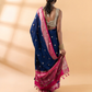 Blue and Pink Assam Silk Saree