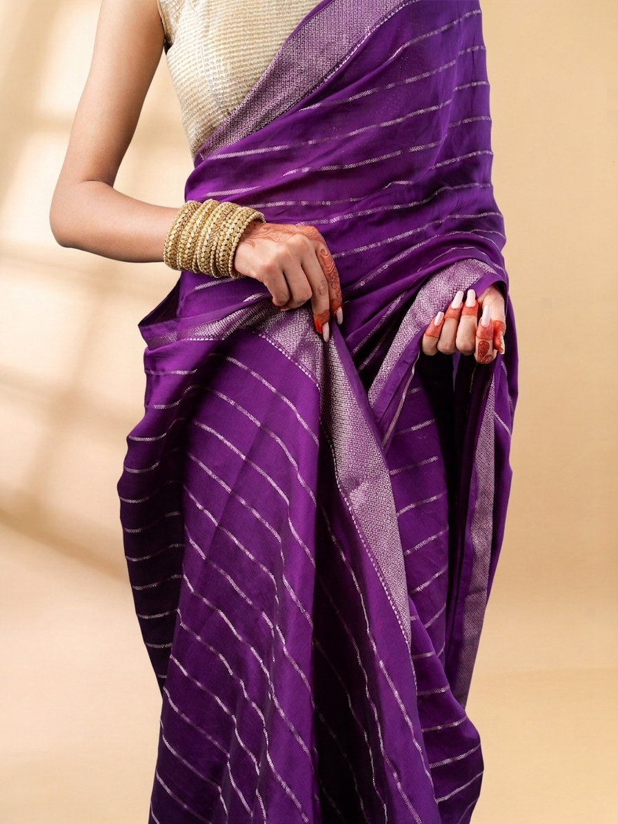 Purple Assam Silk Saree