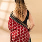 Maroon and Black Maheshwari Silk Saree