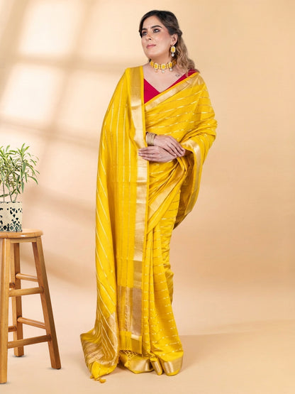 Sunflower Yellow Assam Silk Saree