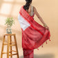 White and Red Chanderi Cotton Saree