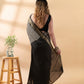 Black Block Print Assam Silk Saree